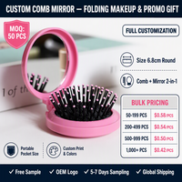 Miroir de maquillage portable rond imprimé moderne avec logo personnalisable, outils de beauté promotionnels