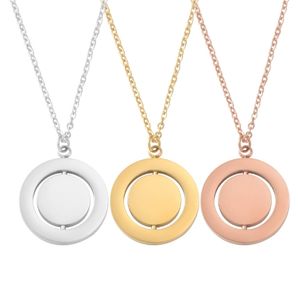 Collier pendentif personnalisable en acier inoxydable à double couche avec <span class=keywords><strong>disque</strong></span> géométrique rotatif pour fêtes et chaînes de pull - Product Image 1