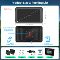 IYING Layar Dashboard Nirkabel 7 Inci Pintar Tahan Air GPS IPS LCD 854x480 untuk Sepeda Motor BMW Mendukung CarPlay Android Auto