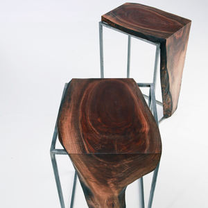 Table d'appoint solide avec Base en métal, meuble de maison, bord avec Base en métal en acier <span class=keywords><strong>brut</strong></span> - Product Image 2