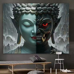 Murale Artistico Impermeabile in Stile Asiatico con Demoni e Buddha, Decorazione Personalizzata <span class=keywords><strong>per</strong></span> Soggiorno e Camera da Letto - Product Image 2