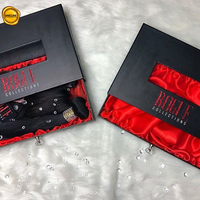 Boîte d'emballage de luxe noire pour perruques, extensions de cheveux, tresses, avec logo personnalisé imprimé, emballage cadeau