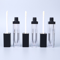 Vente en gros de contenants de gloss à lèvres en plastique transparent carré de 7 ml, emballage cosmétique vide pour les lèvres, tube vide pour gloss à lèvres