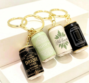 Simulation mini beer can <b>keychain</b> customizable logo <b>keychain</b> men's backpack car key decoration fashion gift - Product Image 2