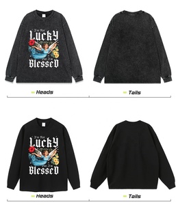 Sudadera con capucha de algodón estilo americano, estilo callejero, lavada, <span class=keywords><strong>vintage</strong></span>, holgada, de marca, con estampado de pintura al óleo de ángeles, para invierno. - Product Image 4