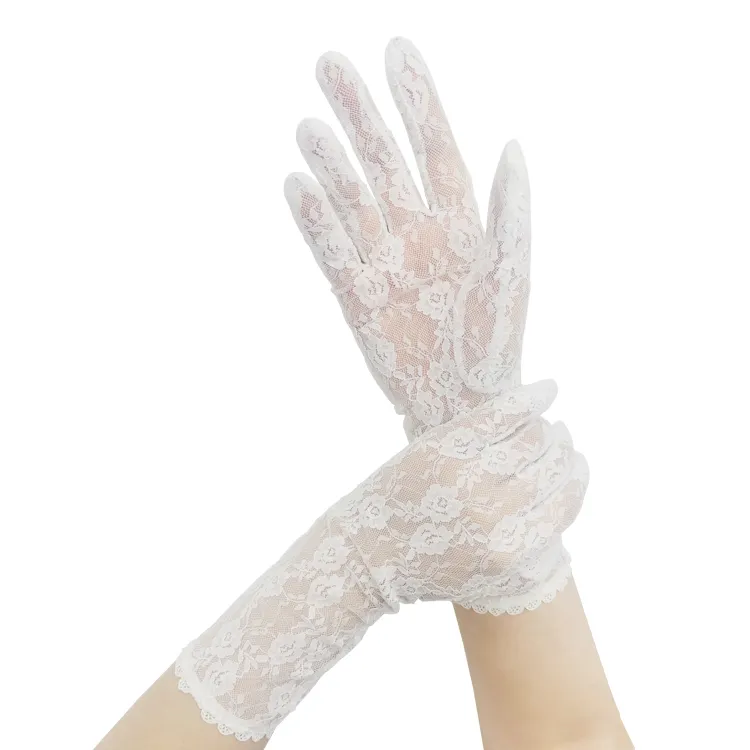 Mode dames blanc sexy dentelle longs gants blanc robe de mariée gants de mariée