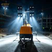 Tour d'éclairage d'urgence hydraulique 5m-7m avec groupe électrogène diesel, lampe LED à émission blanche, projecteur portable sur remorque