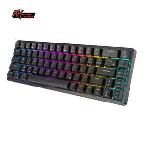 Royal Kludge RK837 RKG68 macchina da scrivere leggera retro manopola clatron gaming wireless rgb tastiera meccanica all'ingrosso