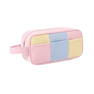 Sac cosmétique portable léger en velours côtelé coloré aux couleurs bonbon pour femme – Grande Vente - Product Image 2