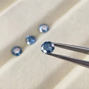 Moissanita Azul Suelta de Alta Calidad al por Mayor, Gemas Naturales Creadas en Laboratorio, Forma Redonda con Certificado GRA - Product Image 1
