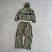 Ensemble de survêtement streetwear personnalisé pour homme en nylon, veste à capuche zippée et pantalon de jogging réfléchissant 3M, coupe-vent