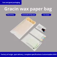 Sacs en papier ciré biodégradable Xue Li, écologiques, avec fermeture éclair, impression en gravure, pour vêtements, papeterie, câbles de données - Translucides