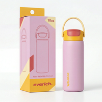 Bouteille d'eau isotherme Everich personnalisée en acier inoxydable de 530 ml avec couvercle à paille anti-fuite et ouverture facile, idéale comme cadeau promotionnel pour entreprise