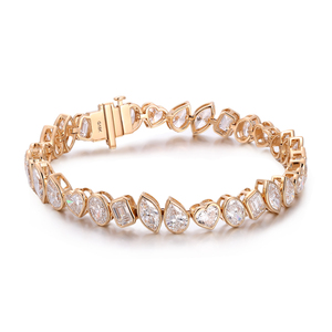 Bracelets en diamant de laboratoire taille émeraude 15 carats, certification IGI, or massif 18 carats sur mesure, bijoux femme, cadeaux de Noël. - Product Image 1