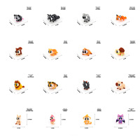 Figurines d'animaux multicolores à grands yeux imprimées en 3D pour micro-paysages de parcs de faune, modèles ludiques ; Transfrontalier