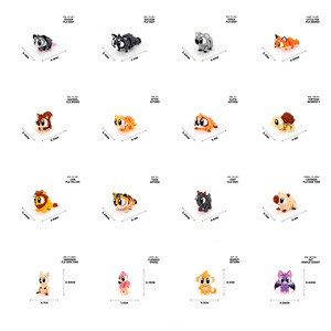 Figurines <span class=keywords><strong>d</strong></span>'animaux multicolores à grands yeux imprimées en 3D pour micro-paysages de parcs de faune, modèles ludiques ; Transfrontalier - Product Image 4