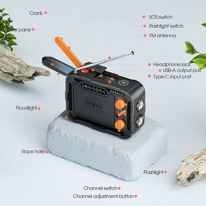 Buena calidad y precio de la linterna eléctrica manual al aire libre con carga solar Radio DE EMERGENCIA 2000mAh Banco de energía - Product Image 5