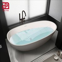 Baignoire autoportante de salle de bain de luxe personnalisée baignoire autoportante en faux marbre blanc artificiel en résine à surface solide