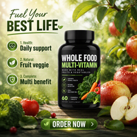 WELLBODY Comprimés Multivitaminés Alimentaires en Gros, 60 Comprimés, Étiquette Privée, Bouteille Personnalisée, Supplément Quotidien à Base de Fruits et Légumes