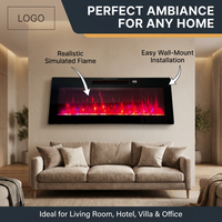 Cheminée électrique murale de style américain avec effet de flamme simulé, construction métallique, chauffage intelligent pour usage domestique en intérieur