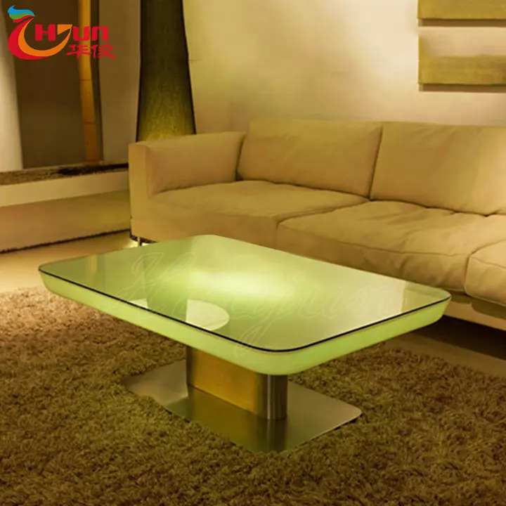 New product Glowing color changing plastic led restaurant table light up led coffee table
