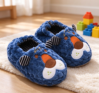 Chaussons chauds en peluche pour enfants, à enfiler, motif animal, semelle en caoutchouc, chaussures d'intérieur d'hiver pour garçons et filles