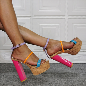 Customized Big Size 47 Mixed Color Fashion High-heeled Open <b>Toe</b> Platform Sandals Women Ankle Strap High <b>Heel</b> Shoes Gladiator - Product Image 6