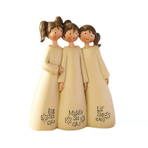 Statues personnalisées en résine de trois filles aux queues de cheval, sculptées à la main, sculptures d'amitié, objets d'artisanat pour cadeau - Product Image 6
