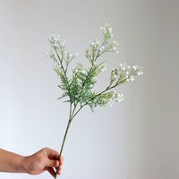 Bunga Baby's Breath Gypsophila sentuhan asli plastik lembut buatan kualitas tinggi dengan daun untuk dekorasi rumah pernikahan & kelulusan