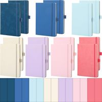 Carnets de notes à couverture rigide, carnets de journalisation lignés larges en cuir PU avec porte-stylo