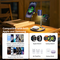 Chargeur rapide trois-en-un, chargeur sans fil magnétique 30W, support de téléphone multifonctionnel, chargeur d'écouteurs, matériau ABS