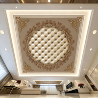 Papier peint de plafond personnalisé, Murale de plafond européenne en relief doré, Décoration de plafond de villa de luxe, Photo murale pour toit