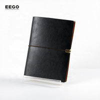 Journal classique en cuir à couverture souple noir A5 classeur à anneaux à feuilles mobiles personnalisé avec bande élastique