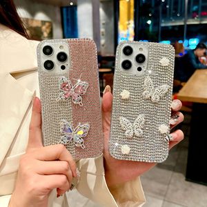 Luxe plein diamant pour iPhone 16Pro coque de <span class=keywords><strong>téléphone</strong></span> 15Max Bling cristal papillon 14Plus brillant perle fleur 13 Anti-chute 12 couverture - Product Image 2