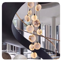 Lampe moderne nordique pour escalier tournant de luxe, réglable en hauteur, en marbre, pour restaurant, chambre à coucher, chevet, villa