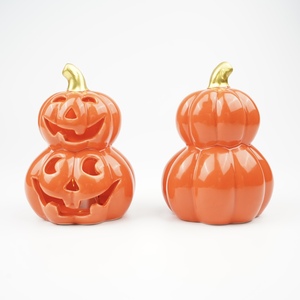 Lanterne citrouille LED en céramique classique personnalisée, couleur personnalisée en relief, best-seller 2025, pour Halloween et Thanksgiving - Product Image 1