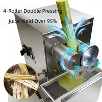 Extractor de Jugo de Caña de Azúcar Automático de Doble Potencia, de Acero Inoxidable, con 4 Rodillos, para Puesto o Barra