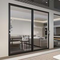 Système de porte coulissante en aluminium à quatre panneaux moderne, double vitrage trempé, isolation phonique, cloison extérieure de villa pour jardin