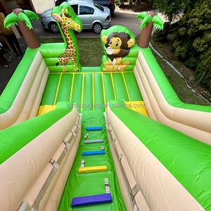Thương mại <span class=keywords><strong>Inflatable</strong></span> động vật chủ đề Công viên trượt sân chơi ngoài trời phim hoạt hình inflatables lâu đài Combo đôi làn đường trượt cho trẻ em - Product Image 6