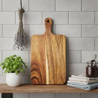 Planche à découper en bois d'acacia de petite taille 11" x 8" avec poignée, pour la viande, les légumes, le pain, le fromage
