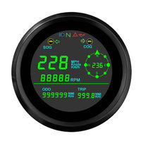 Speedometer GPS Digital LCD Penuh 85mm dengan Total Odometer untuk Sepeda Motor Kendaraan Truk Kapal Dengan Bezel Baja Tahan Karat 316