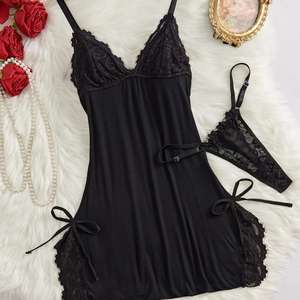यूरोपीय और अमेरिकी नई सेक्सी फीता जाल कढ़ाई और रोमांटिक नींद पोशाक की तस्वीर - Product Image 3