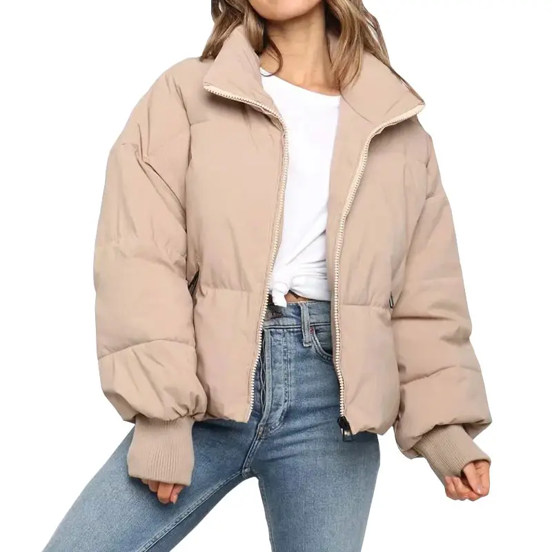 High quality 2022 designer ladies padded winter bubble clothes warm crop puffer jacket for women