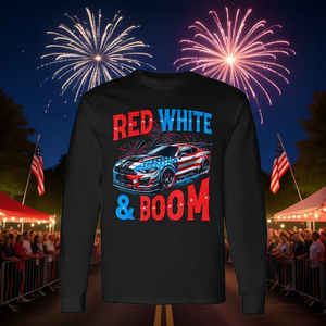 Camiseta de manga larga Racing Car 4th Of July Red White And Boom - Product Image 3