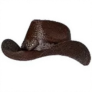 Chapeau de cowboy en cuir marron avec broderie de perles, unisexe, décontracté, pour adultes, à porter en toutes saisons - Product Image 1