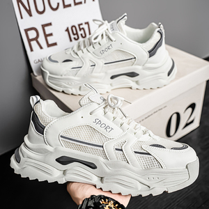 Mocassins pour hommes à semelle épaisse, rehaussant la taille, surface en maille respirante, antidérapants, résistants à l'usure, tendance mode, semelle intermédiaire en EVA, caoutchouc - Product Image 4