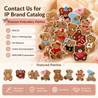 Adorables patchs brodés thermocollants et à coudre pour chapeaux, écharpes, pulls, bonnets, casquettes, avec motifs ours en peluche, nœuds, pompons, pommes et thèmes de fête