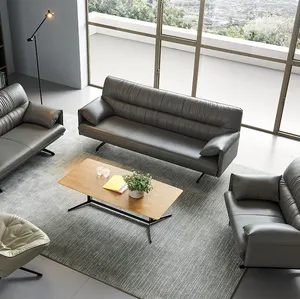 意大利设计奢华真皮沙发1 2 3座办公沙发套装家具沙发客厅现代办公沙发