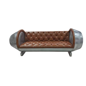 Divano Moderno di Lusso <span class=keywords><strong>Stile</strong></span> Aviazione con Telaio in Alluminio Lucidato a Motore di Aereo, in Pelle Vintage, <span class=keywords><strong>Arredamento</strong></span> <span class=keywords><strong>Industriale</strong></span> Retrò per <span class=keywords><strong>Soggiorno</strong></span> - Product Image 6