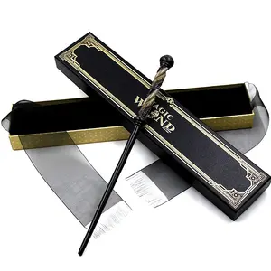MC56 검은 마술 지팡이 상자 Alecto 캐로우 어두운 디자인 코스프레 소품 할로윈 선물 강철 금속 코어 지팡이